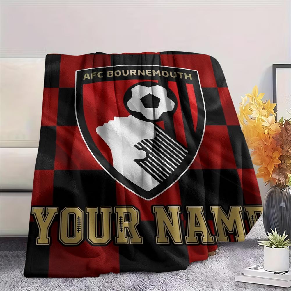 1PC Custom Name Afc Bournemouth Patterned Flannel Blanket Suitable For All Seasons for Home Decor Warmth and Comfort Gifts Holiday Present