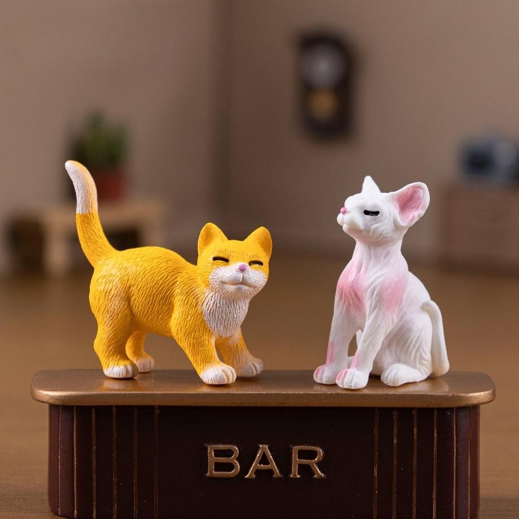 6pcs Miniature Cat Statue Set Cute PVC Simulated Kittens Ideal for Car Decoration, Desktop Display Feline Decorations