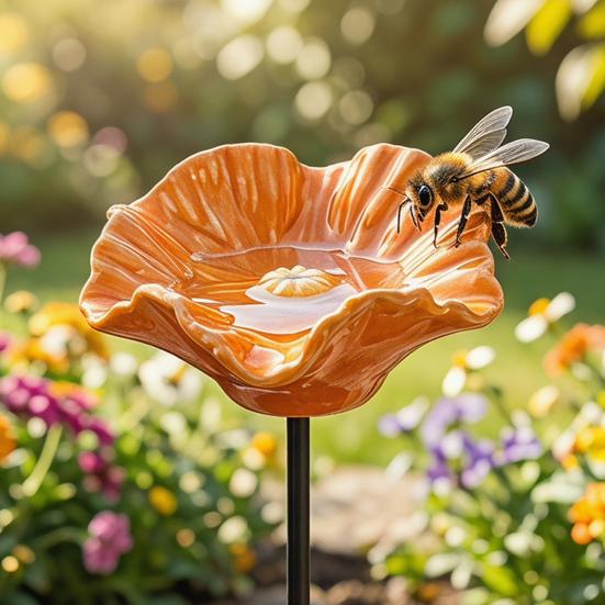 Harz Blume Gartenstab Bienen Tränke Hof Kunststab Outdoor Dekoration Bestäuber Wasserspender für Bienen Schmetterlinge Weg Blumenbeet Dekoration