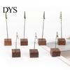 Wooden Bill Fork Cube Memo Clip Stand, Note Display Solid Wood Square Base Wedding Decor Stand Card Holder, Vertical Receipt Holder for Party