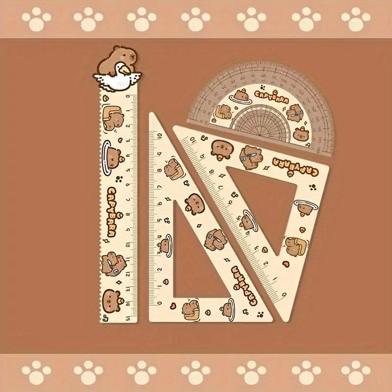 4Pcs/set Creative Acrylic Set of Rulers Drawing Tools Cute Cartoon Soft Ruler Set Office Supplies Set Square,Student Supplies