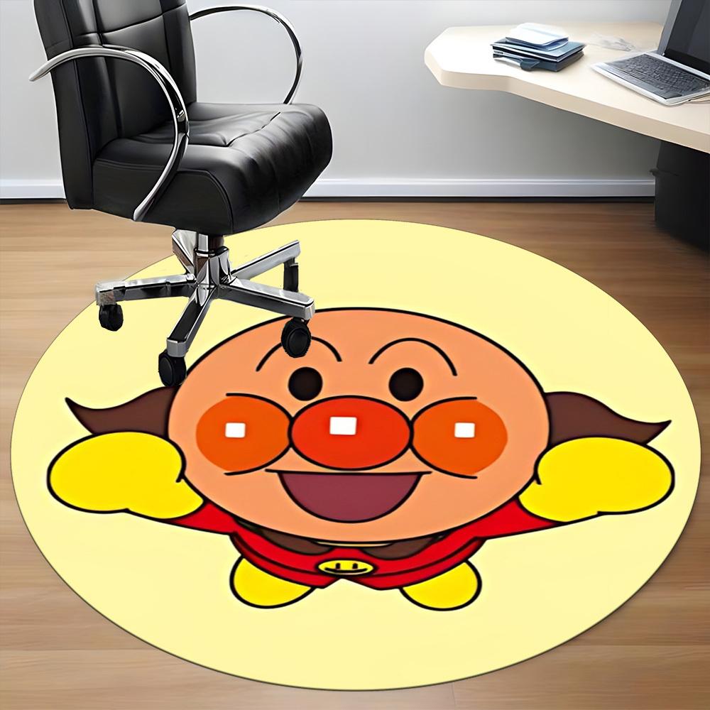 1pc Anpanman Chair Carpet for Office, Indoor Non Slip Washable Polyester Fiber Carpet, Mat For Office, Machine Washable