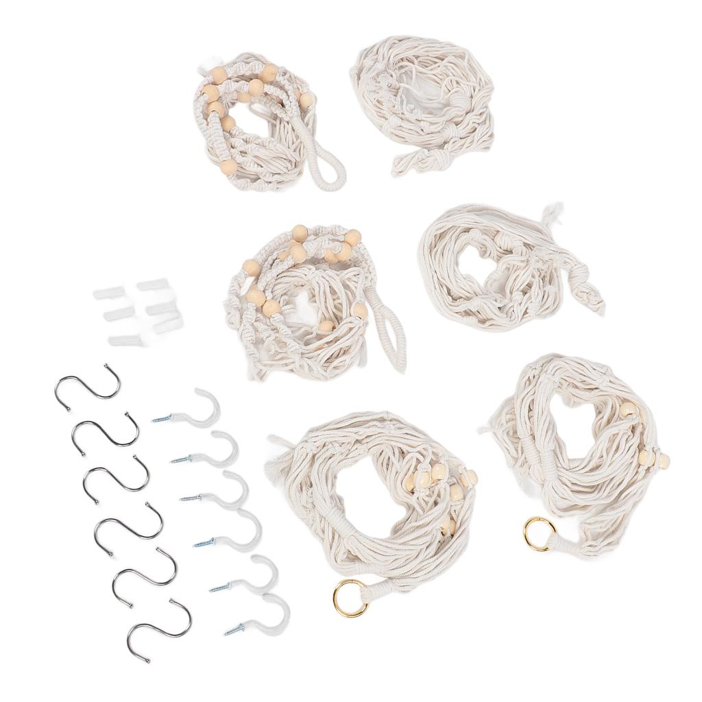 6er Pack Makramee Pflanzenampel Baumwolle Blumentopfhalter Indoor Hängepflanzkorb mit Holzperlen