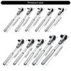 2 in 1 Flexible Head Wrench Steel Industrial Ratcheting Wrench Polishing Flexible Head Ratchet Combination Wrench