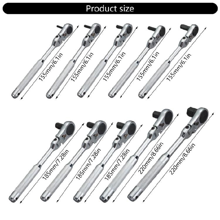 2 in 1 Flexible Head Wrench Steel Industrial Ratcheting Wrench Polishing Flexible Head Ratchet Combination Wrench