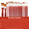 Paintbrushes, 24 Piece Multifunctional Brush Set Painting Supplies with Cloth Bag and Scraper for Better Art Creation