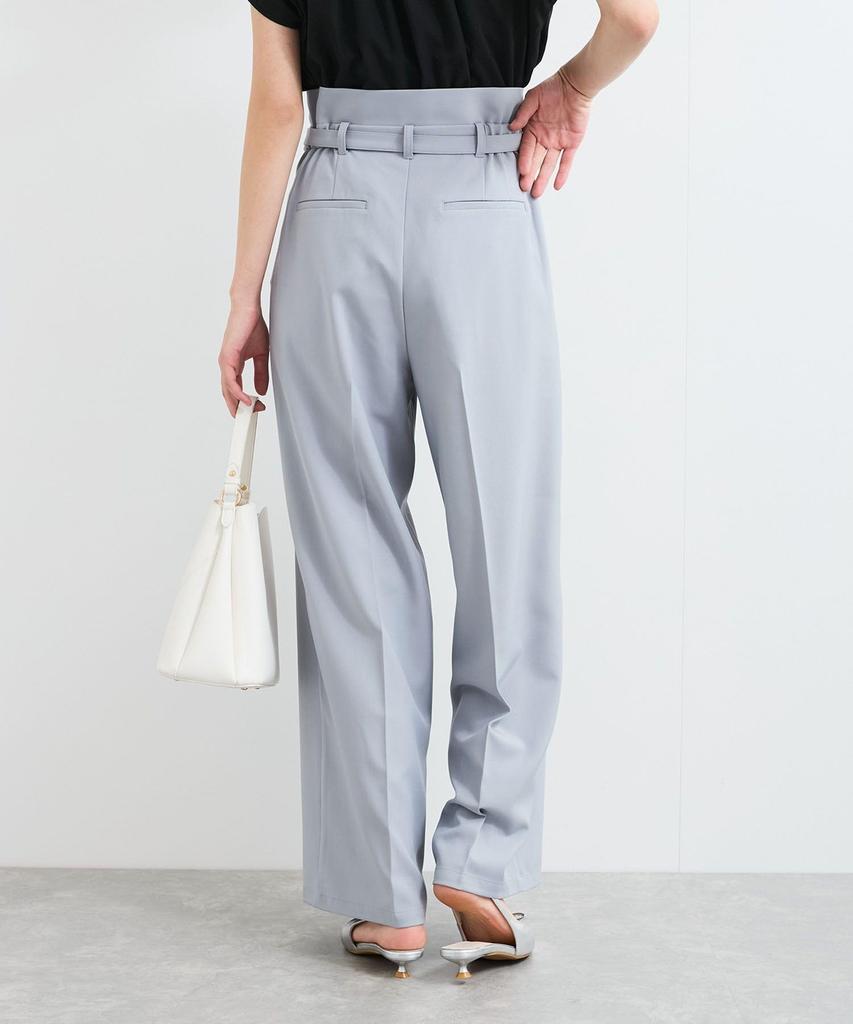 Bis Slacks with Belt Size Sax Women's Wrinkle-Resistant, Cool-to-the-Touch Wide-Leg Detail, BVS15100, (48)