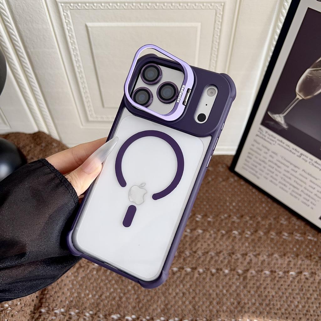 Applicable iPhone17ProMax Magnetic Lens Holder Mobile Phone Case Apple 16Pro Airbag 15 Protective Case