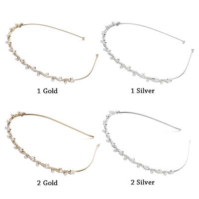 Fashion Women Ornament Crystal Rhinestone Haiband Pearl Wave Headband Hair Hoop Wedding Party