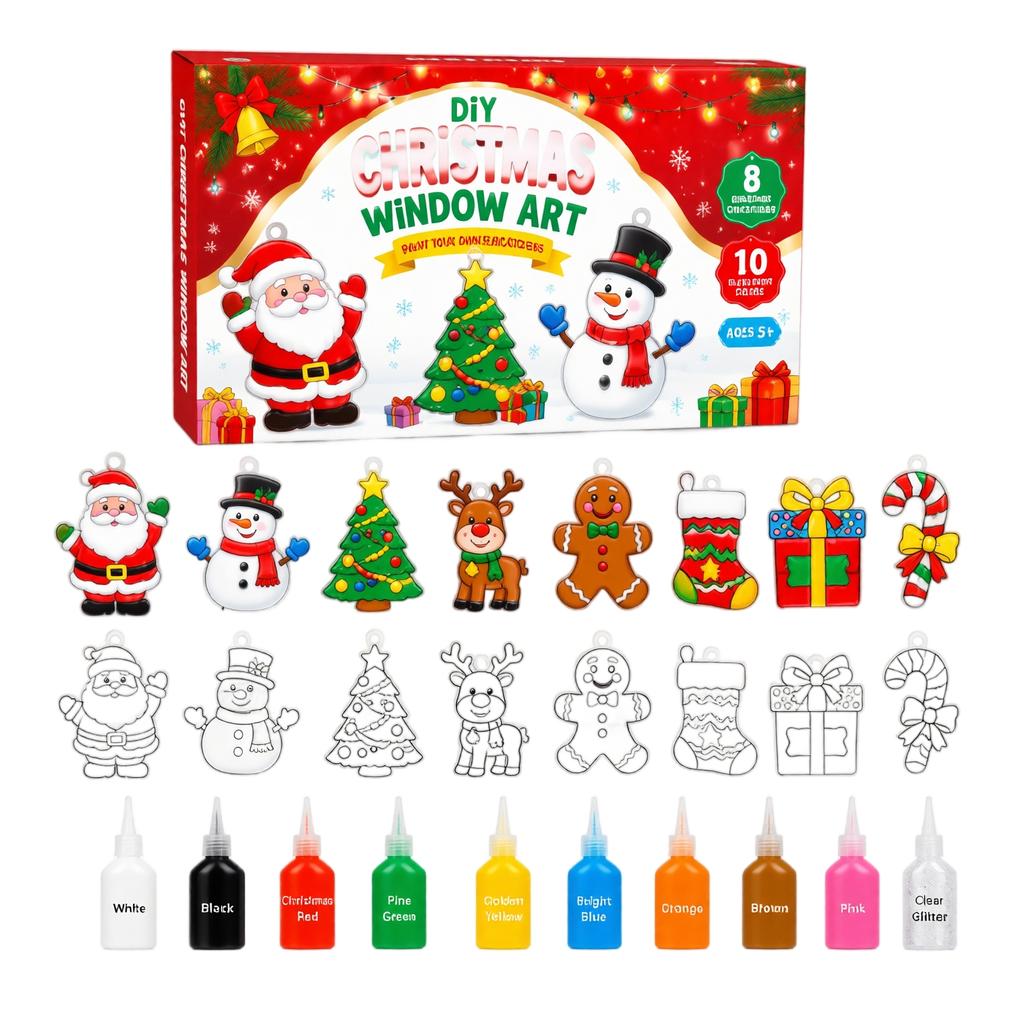 Christmas Paint by Numbers Kit for Adults, Holiday DIY Painting Set for Beginners, Festive Gift 10ml