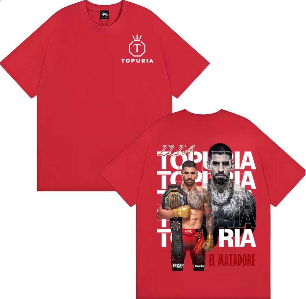 2025 Summer Limited Ilia Topuria El Matador Retro Graphic for Men Harajuku Cool Oversized  Man 100 Cotton Oversized Tshirt Y2k