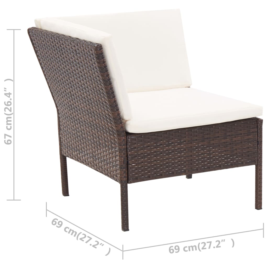 6 Piece Garden Lounge Set with Cushions Poly Rattan Brown