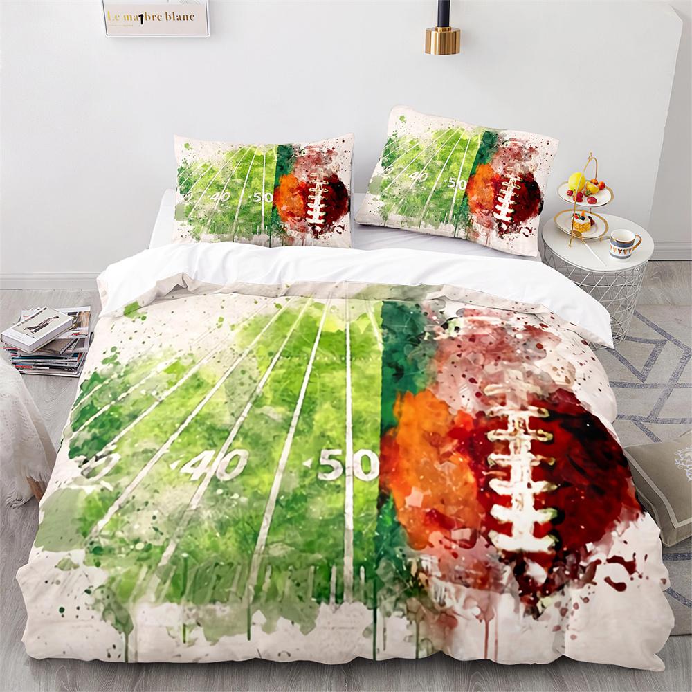 American Football Duvet Cover Set 3D Sports Rugby Player Comforter Cover Skull Football Player Polyester Bedding Set For Kid Boy