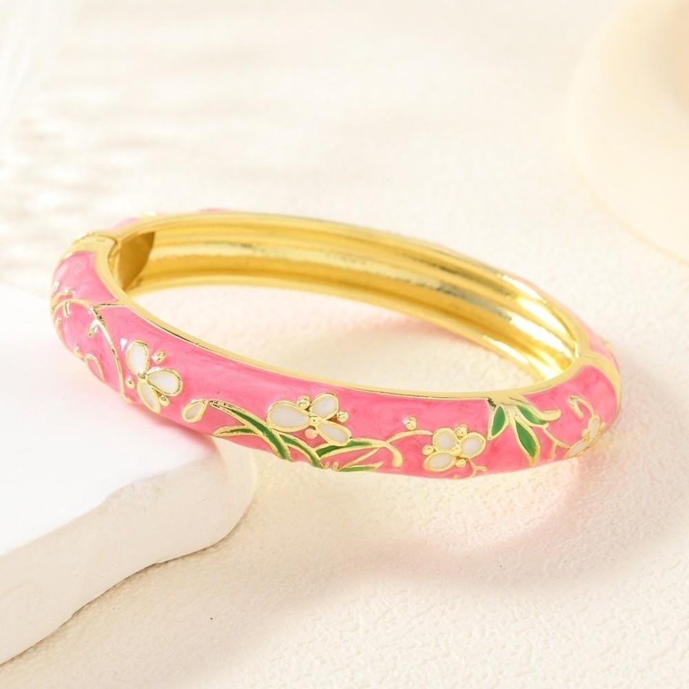 Elegant Enamel Bracelet Zinc Zinc Zinc Alloy Retro Court Floral Bangle Vintage Traditional Jewelry  Fashion