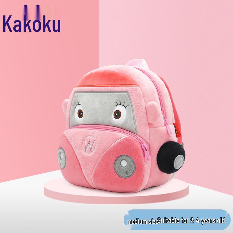 Customizable Plush Cartoon Car Backpack for Kids 2-4, Printed with Logo - Perfect for Kindergarten.