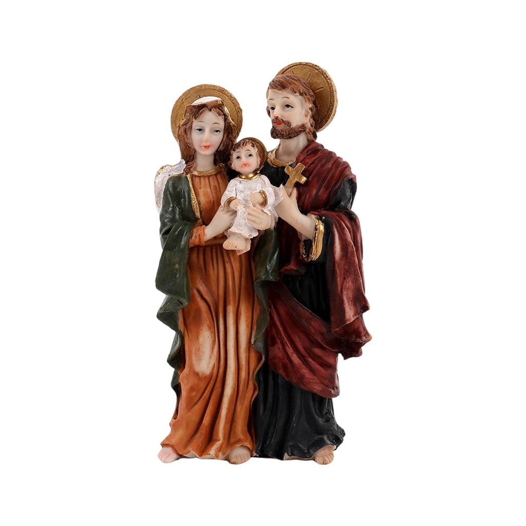 Holy Family Figurines Catholic Holy Family with Child Jesuses Standing Statues Religious Gift Christian Home Decors