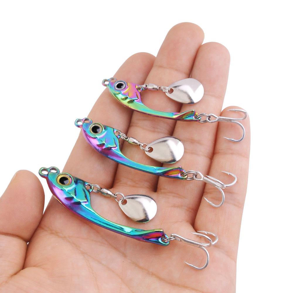 Spinner Bait 7g 10g 15g Metal Vib Fishing Lure Trolling Rotating Spoon Wobbler Sinking Hard Bait With Sequin Pesca For Bass Pike