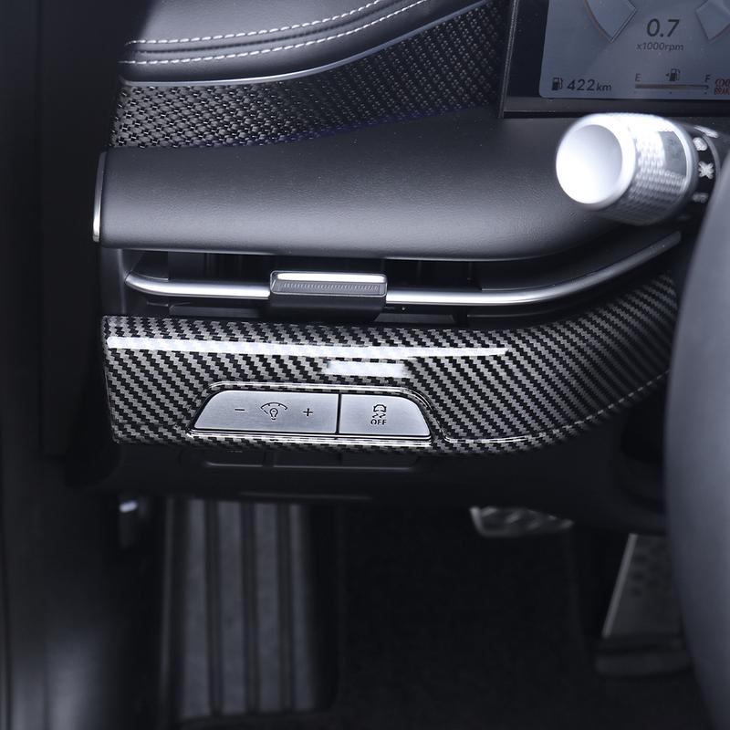 For Genesis G80 RG3 2025 LHD Carbon Fiber Car Interior ABS Headlight Adjustment Button Cover Trim Accessories