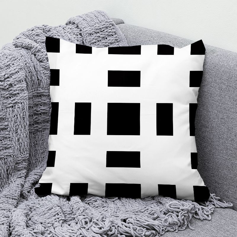 Simple Modern Black and White Geometric Pillow Cushion Living Room Sofa Pillow Back Super Pillow Case