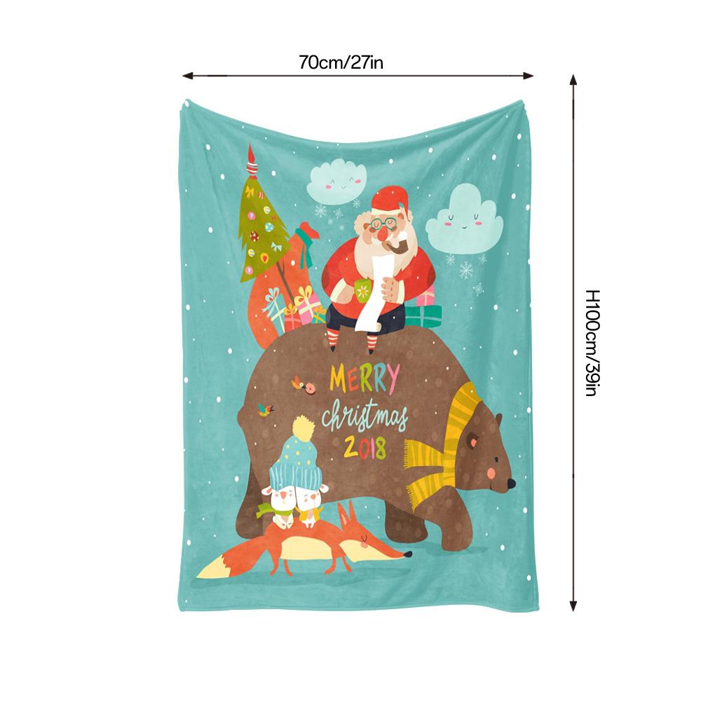 Cozy Christmas Throw Blanket Cute Reindeer Santa Claus Holiday Flannel Bedspread Home Decor Gift Festive Winter Warm Soft Plush