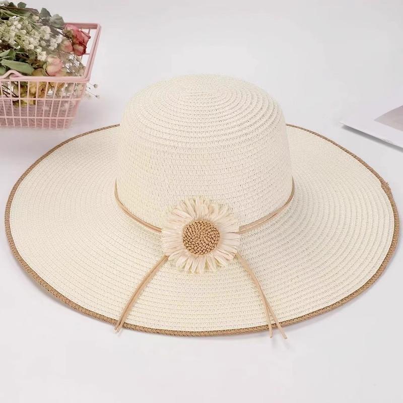 Khaki Summer Shade Straw Hat Women's Fashion Sunscreen Hat Outdoor Seaside Beach Hat Foldable Sun Hat