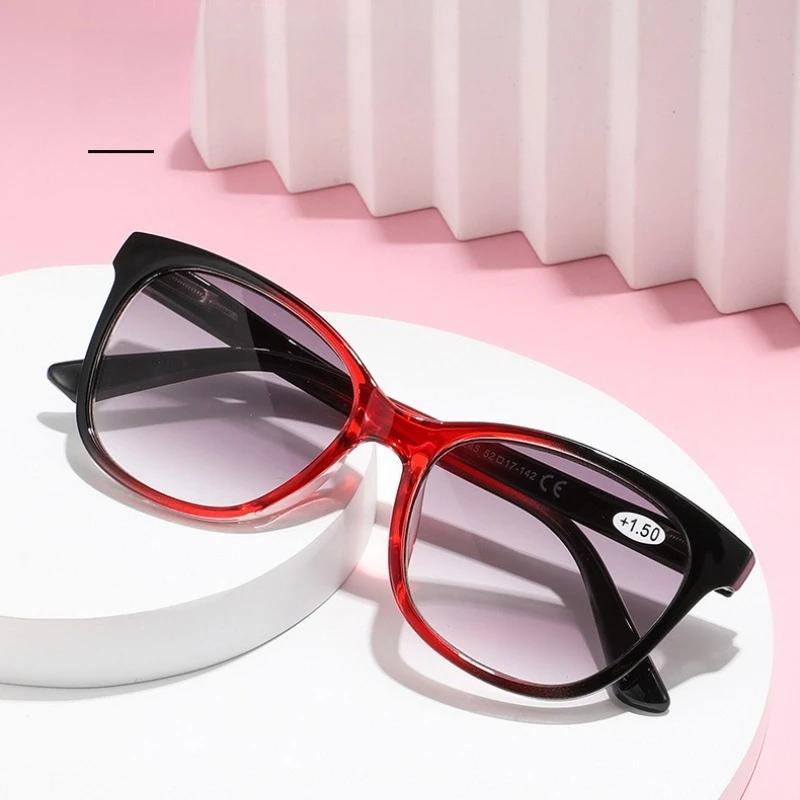 Men Women Gradient Color Reading Glasses Oversized Cat Eye High-definition Eyewear Vintage Retro Anti Blue Light Presbyopia
