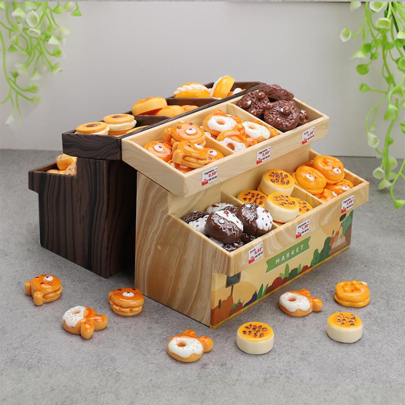 37Pcs Dessert Rack Mini Food Toys Dollhouse Miniature Bread Cabinet Handcrafted Simulation Model Supermarket Scene Ornaments