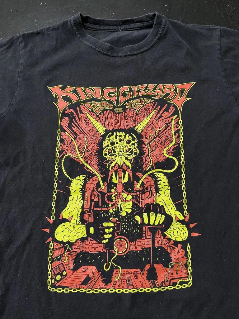 T-shirt 100% Cotone King Gizzard & The Lizard Wizard Uomo Maglietta Top, Nera, Senza Etichetta - Veste S/M