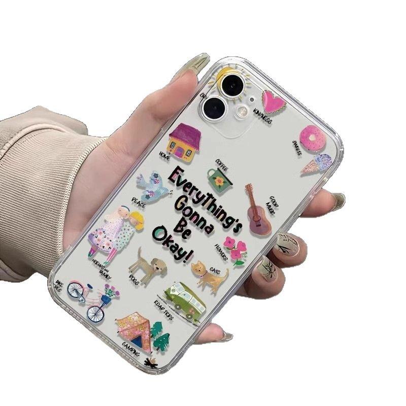 ins English Everything will be fine Applicable Apple 16promax Mobile phone case 15 Apple 14 Couple 13 New 12 Women X