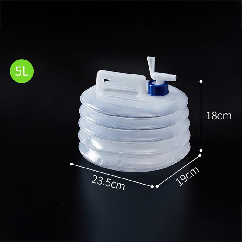 PE Folding Water Bag Retractable Bucket Outdoor Collapsible Water Bag Portable Driving Water Tank Container Faucet Car Camping