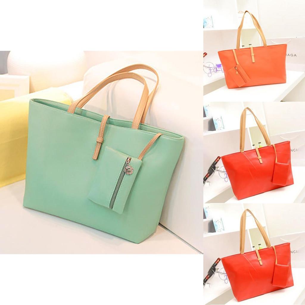 Elegant Women Shopping Tote Faux Leather Messenger Handbag With Spacious Compartments