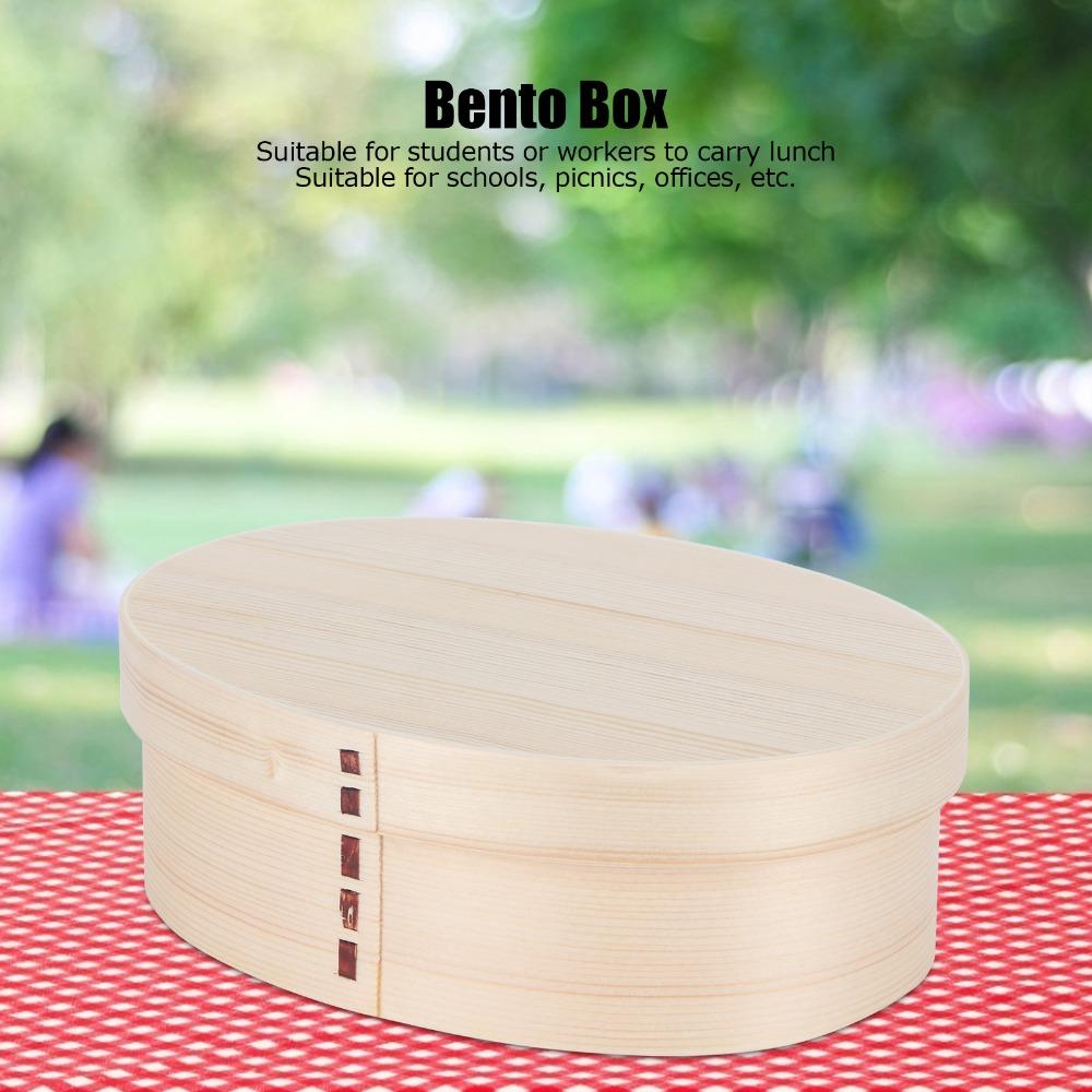 Durable 3 Compartment Wooden Bento Box Wooden Material Lunch Box Container Snack Organizer Box For Workers