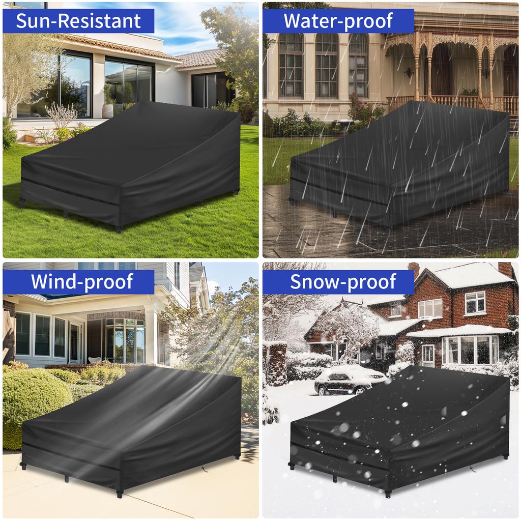 Garden Lounge Covers Waterproof Oxford Fabric Windproof Anti-UV Outdoor Sun Lounger Cover Durable Patio Furniture Protector