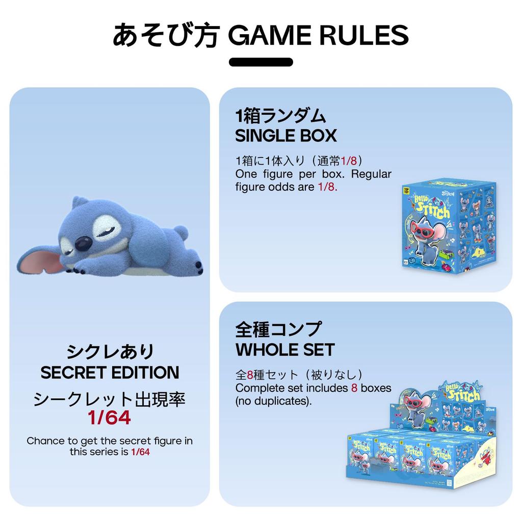 TOP TOY Disney Series Gachapon Blind Box Figure Soft Vinyl PVC Premium Toy Birthday Gift for Disney Character Collectors "Hello, Stitch" [1 Piece]