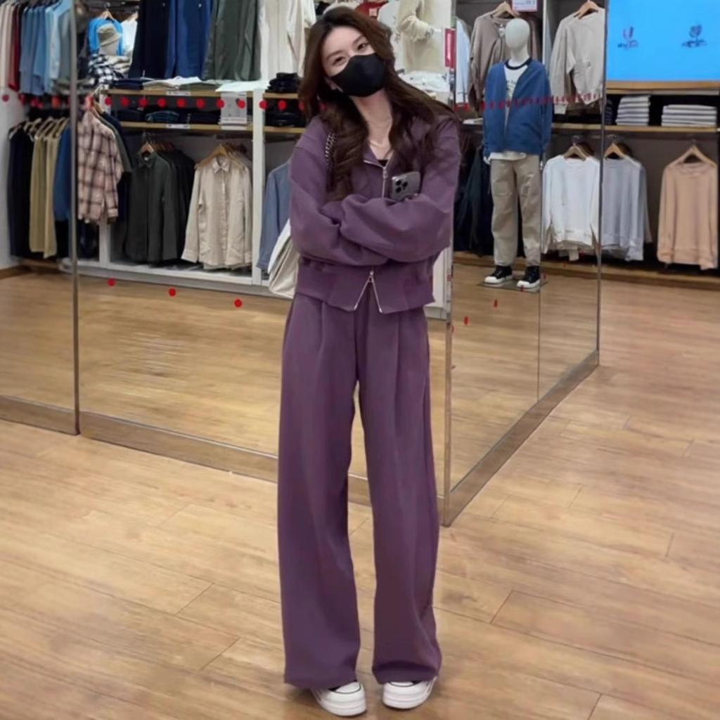 Temperament Fashion Two-piece Spring and Autumn New Hooded Thin Versatile Sports Two-piece Internet Celebrity Suit Women