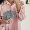 Mini Flip Lock Chain Rhombus Bag Women's Shoulder Crossbody Bag Premium Embroidery Thread Denim Bag Women