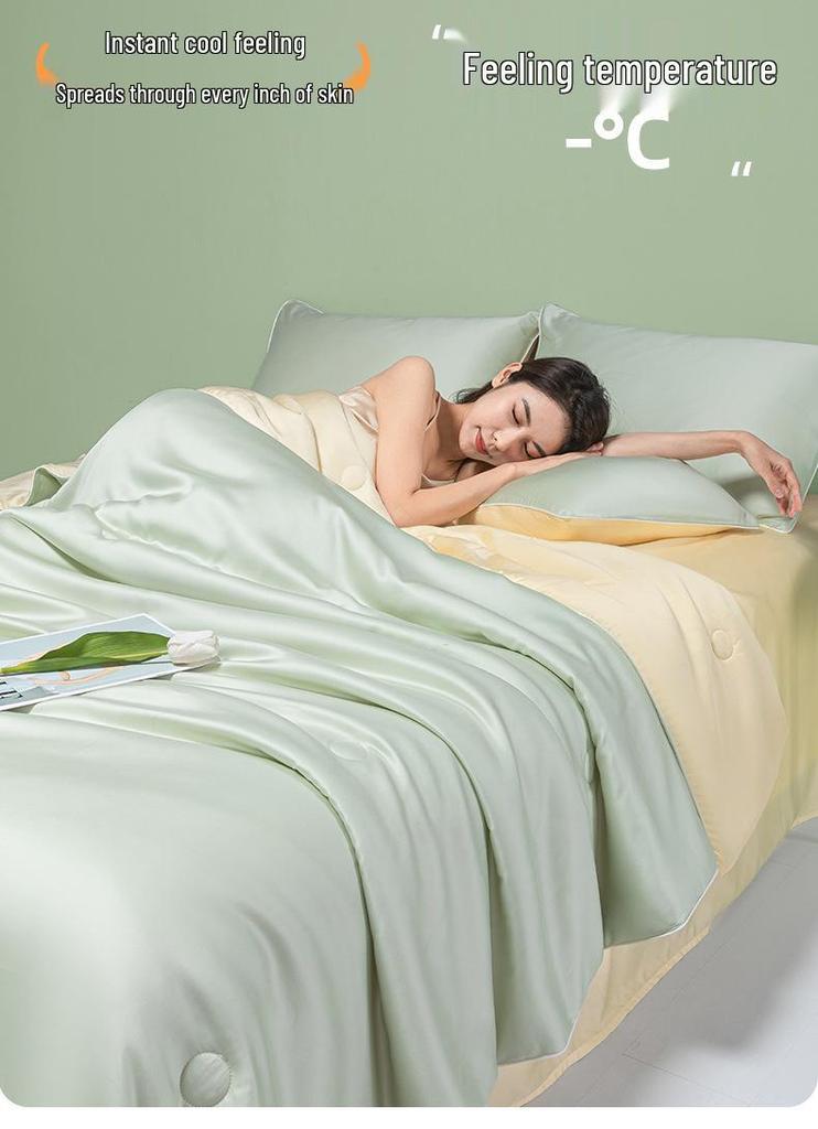 Summer Ice Silk Quilted 4-Piece Set: Lightweight, Machine Washable for Single & Double Beds