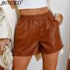 BITCED Women's Minimalist PU Leather Shorts Casual Loose-Fit Shorts