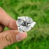 Round Tourmaline Gemstone Sister Statement Bezel Flower Ring Jewelry 925 Silver