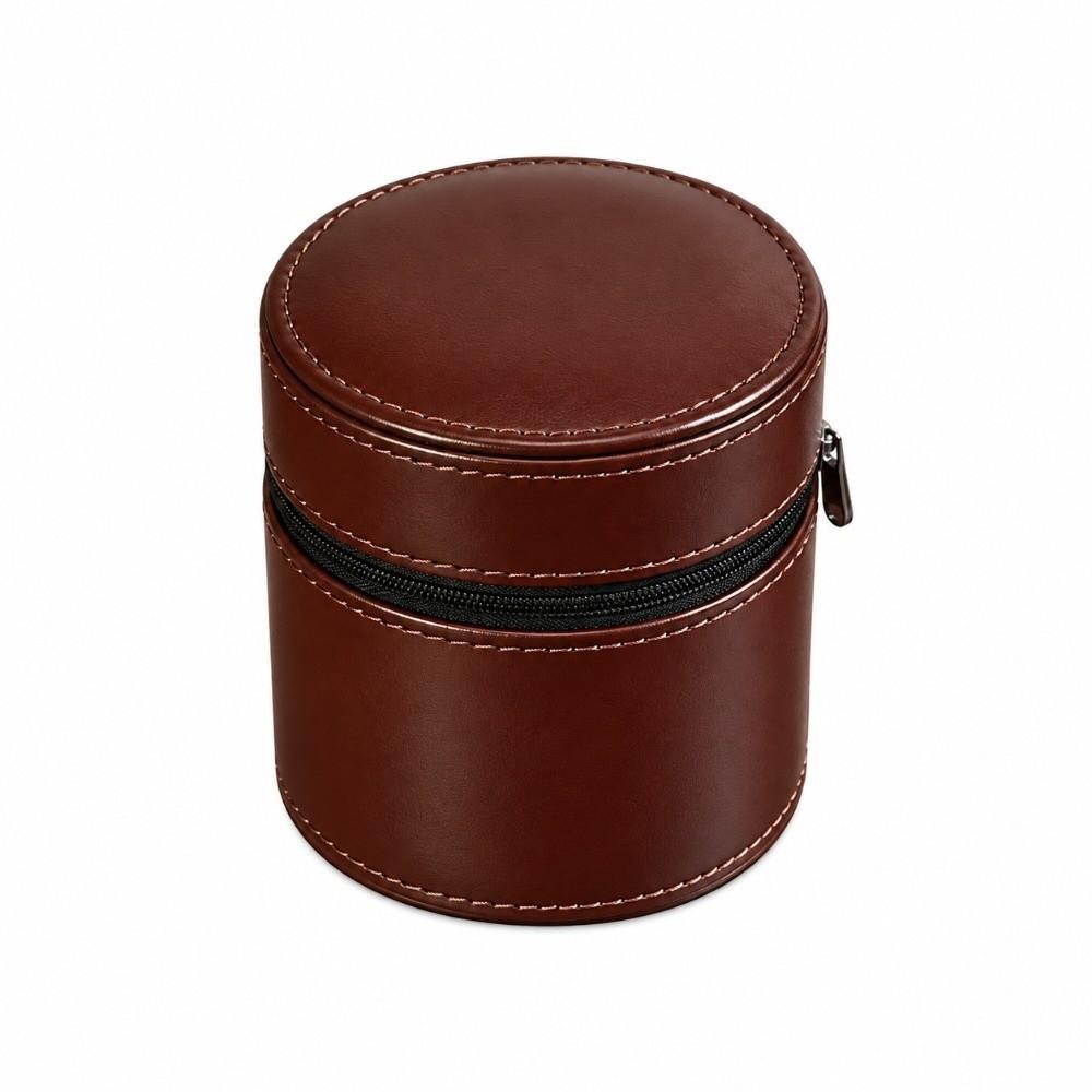Round Flip-Top Watch Storage Box PU Leather Watch Storage Holder Watch Display Case  Daily Commute