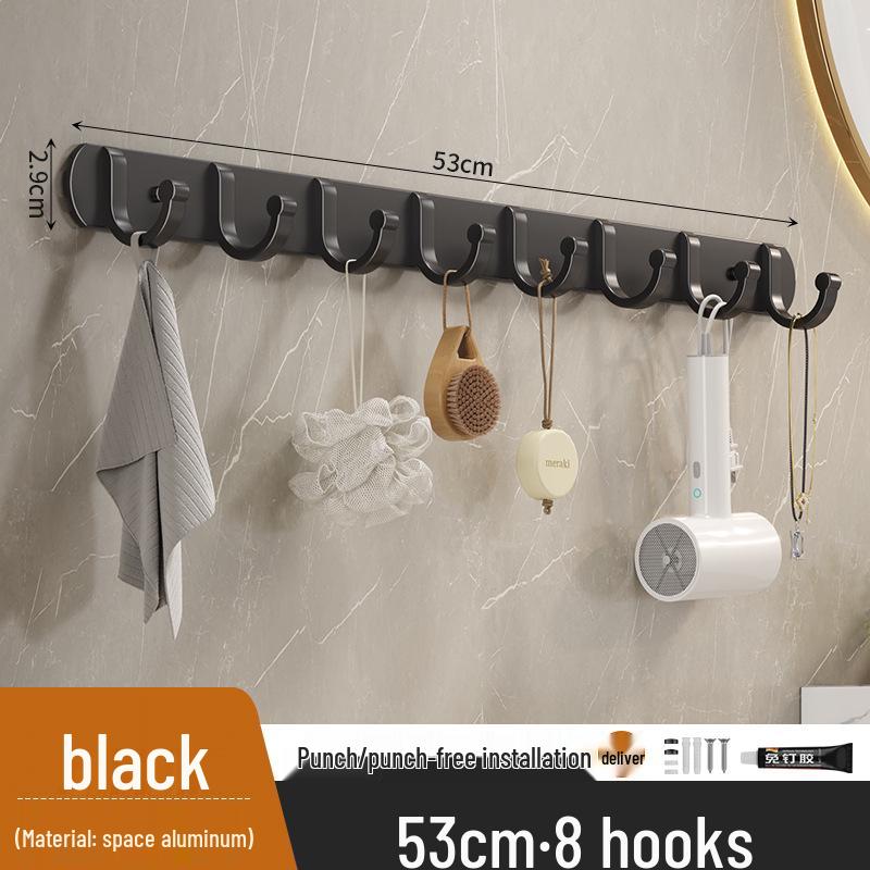 Porte-manteau mural en aluminium et étagère organisatrice avec crochets