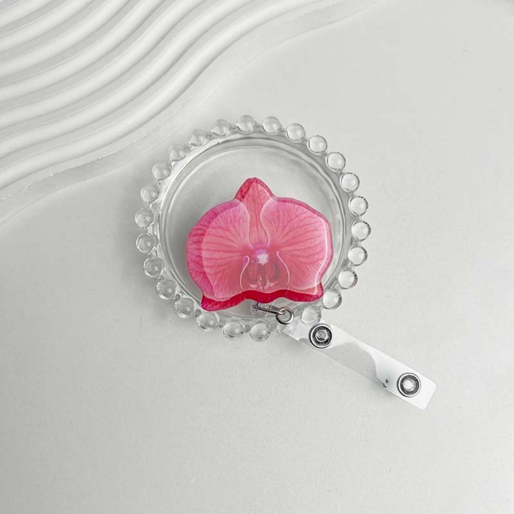 Akrylharts Hållarklämma Orkidéblomma Formad Namnskylt Märke Arbetsintyg