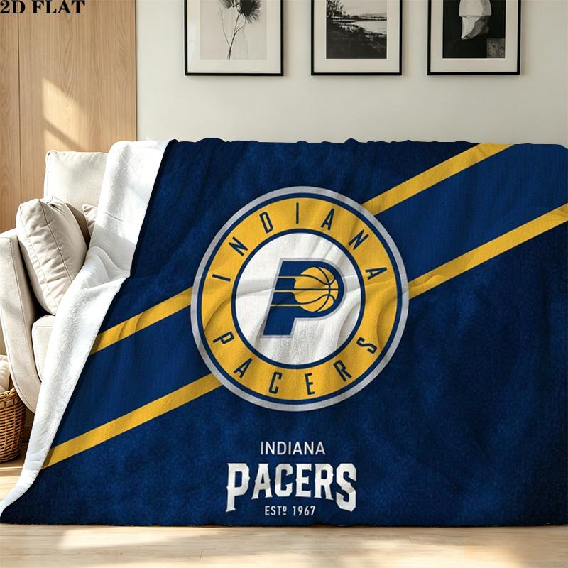 Indiana Pacers Logo Print Flannel Blanket High Quality Warm Comfortable Cover for All Seasons Perfect for Gifts Home Decor