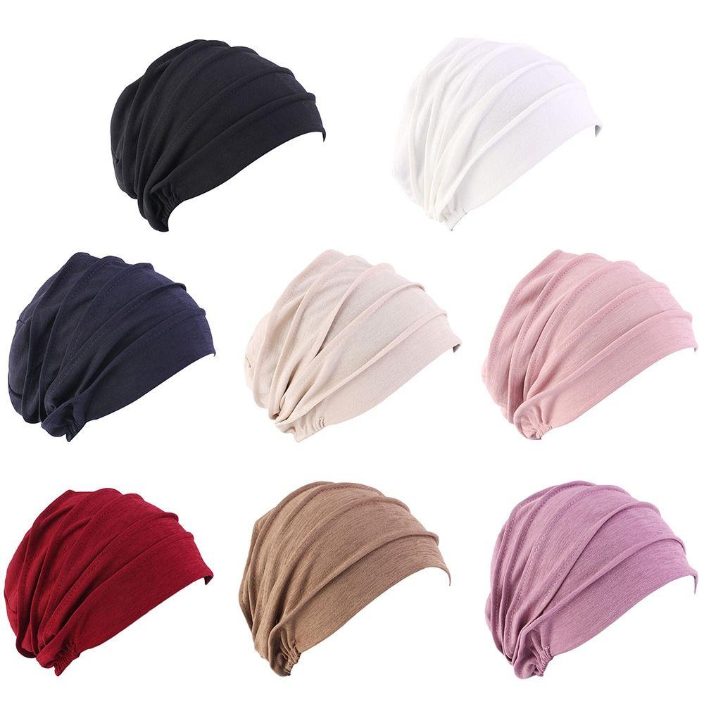 8 Colors Femme Wrap Head Head Wraps Chemo Cap Slouch Beanies Women Cotton Hat Solid Color Bonnet