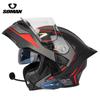 SOMAN Bluetooth Motorcycle Helmet with Double Lens and Flip-Up Design for All Seasons