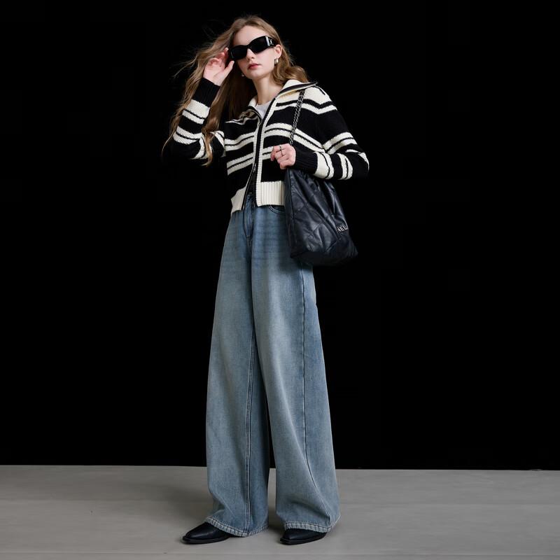 

Sancai 2025 Winter Fleece-lined Wide-Leg Jeans