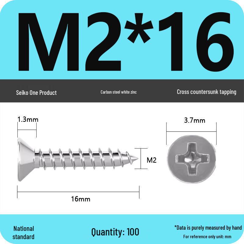 Iron Galvanized Phillips Flat Head Self-Tapping Screws - Countersunk M1 To M4