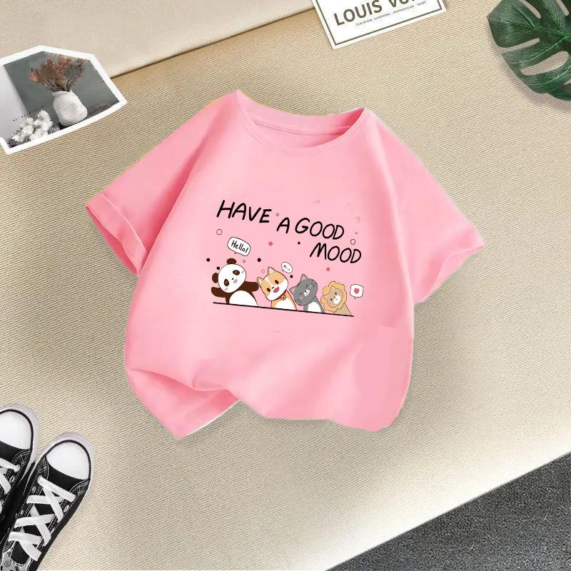 Children T-shirt Cute Animals Printed Kids 100% Cotton Tops O-Neck Short-sleeve Kids 2-13Y T-shirt