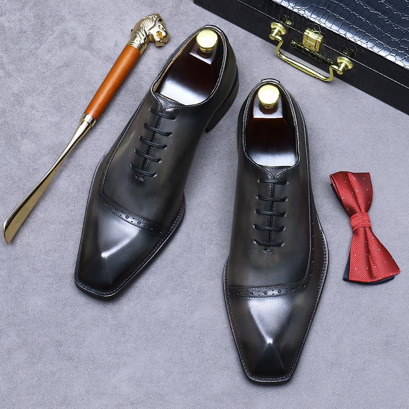 Leather Shoes Men's Business Dress Leather Diamond Stone British Casual Engraved Men's Shoes