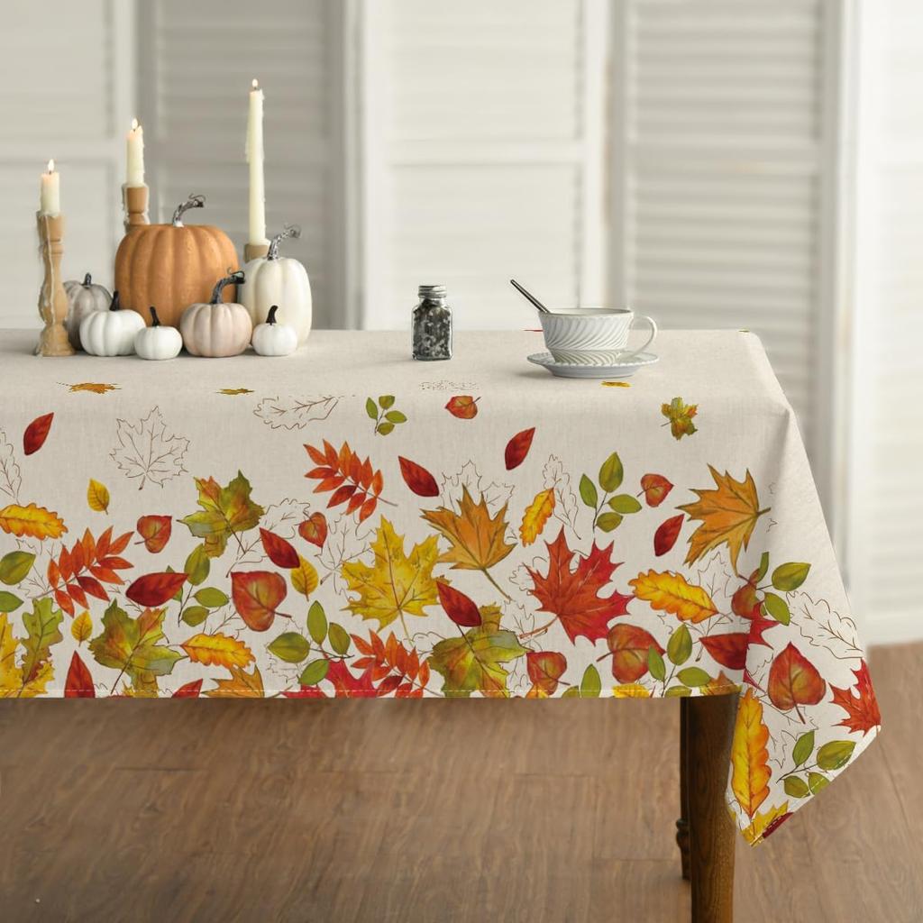 Autumn Maple Leaves Rectangle Tablecloth Holiday Wedding Party Decor Thanksgiving Fall Harvest Table Cover For Dining Room Decor